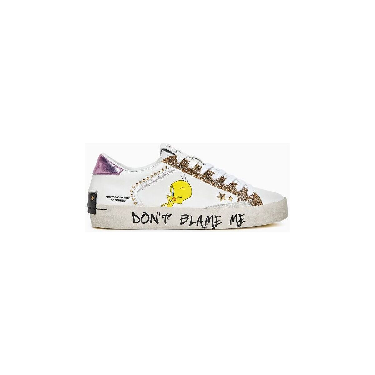 Chaussures Femme Baskets mode Crime London DISTRESSED LIMITED 88006-PP6 WHITE/YELLOW Blanc