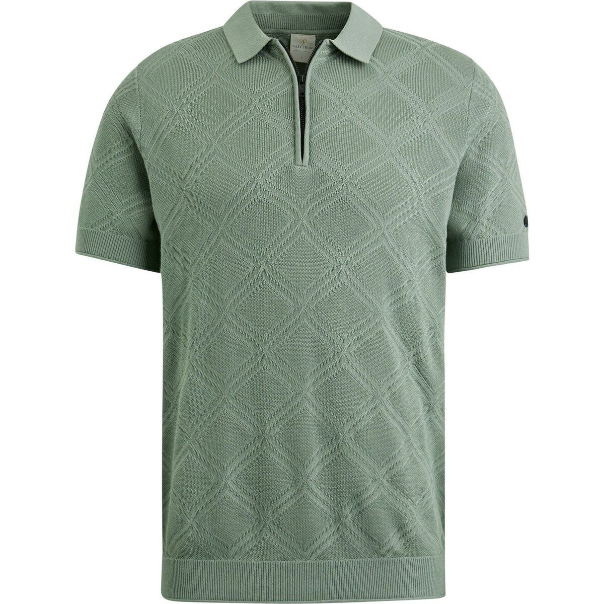 Vêtements Homme T-shirts & Polos Cast Iron Knitted Half Zip Poloshirt Structure Vert Vert