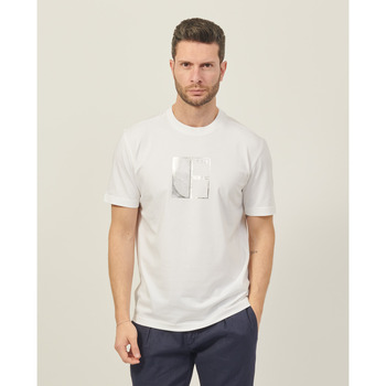 Vêtements Homme T-shirts & Polos BOSS T-shirt  en coton stretch avec imprimé métallisé Blanc