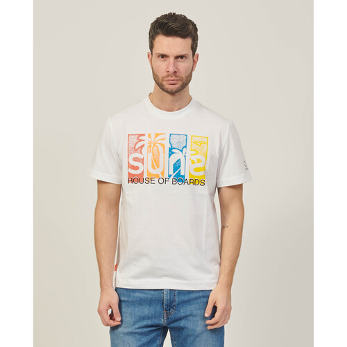 Vêtements Homme T-shirts & Polos Suns T-shirt à col rond  avec imprimé Blanc