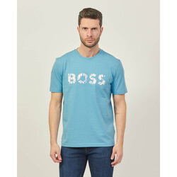 Vêtements Homme T-shirts ecru & Polos BOSS T-shirt homme en coton  avec logo imprimé Bleu