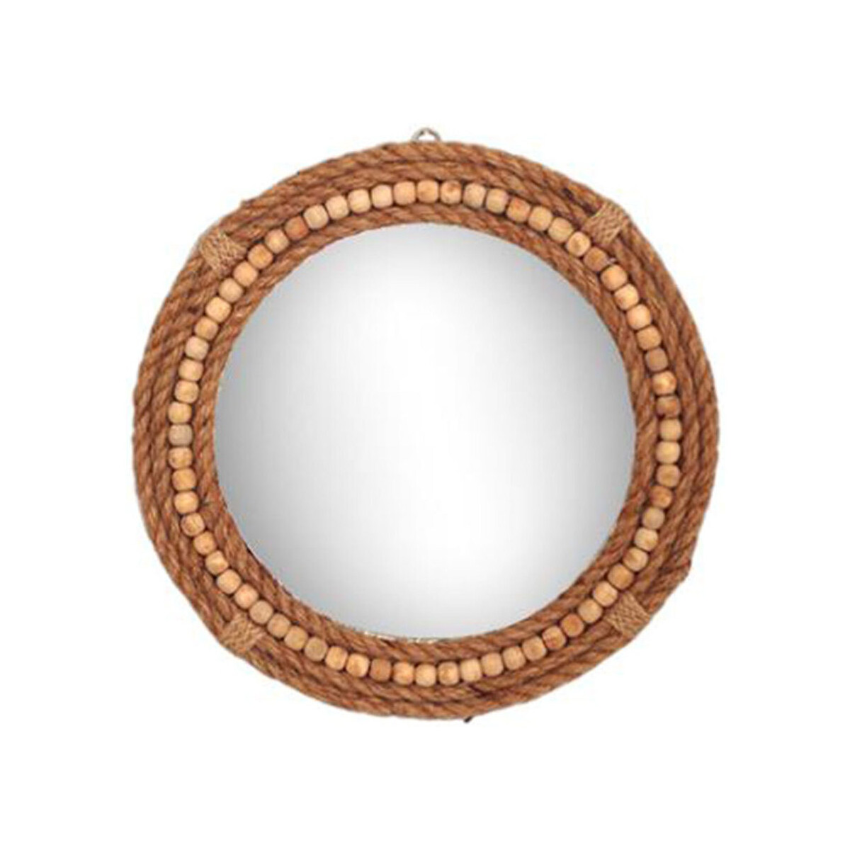 Maison & Déco Miroirs Faye Miroir rond en jute tressée et perles de bois 30 cm Beige