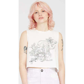 Vêtements Femme T-shirts manches courtes Volcom Camiseta sin mangas Chica  Ed Merlin Murray - Star White Blanc