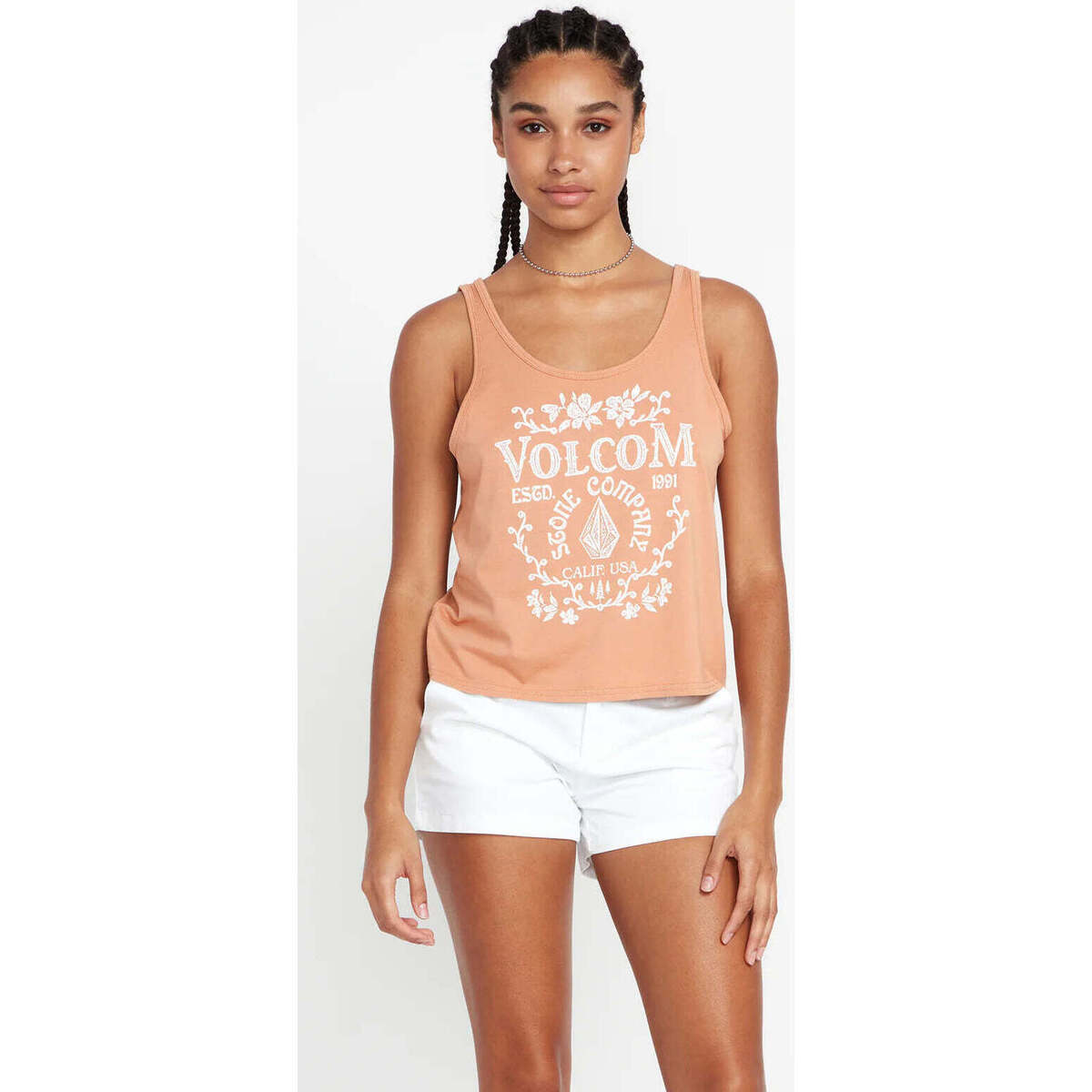 Vêtements Femme T-shirts manches courtes Volcom Camiseta sin mangas Chica  To The Bank Tank - Clay Marron