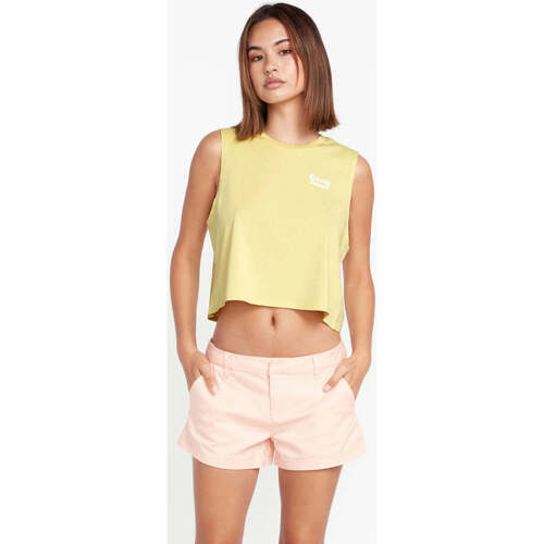 Vêtements Femme T-shirts manches courtes Volcom Camiseta Chica  Stone Hour Crop Top - Citron Jaune
