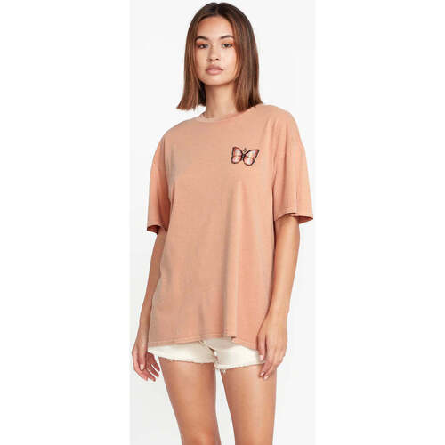 Vêtements Femme T-shirts manches courtes Volcom Camiseta Chica  Stones Throw Tee - Clay Marron