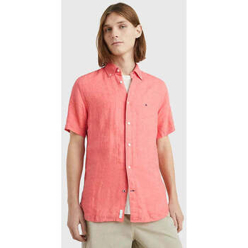 Vêtements Homme Chemises manches longues Tommy Hilfiger Chemise  rose en lin Rose