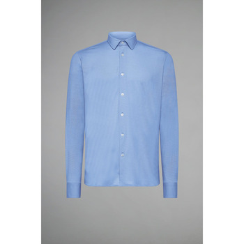 Vêtements Homme Chemises manches longues Ton sur toncci Designs Chemise  bleue stretch Bleu