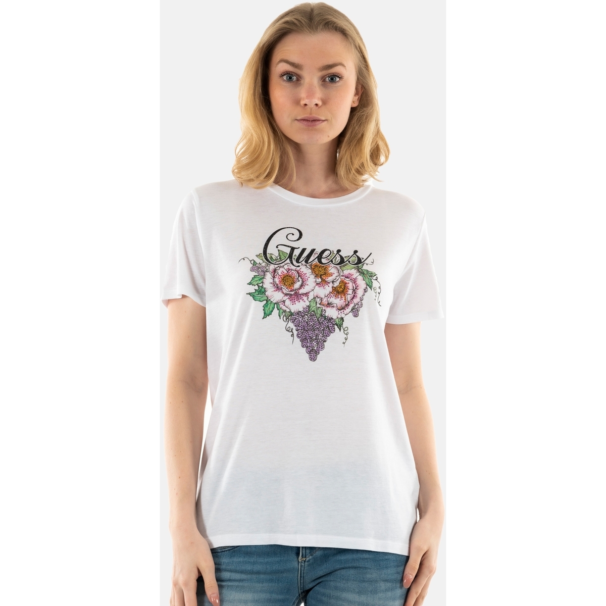Vêtements Femme T-shirts manches courtes Guess w4gi49 Blanc