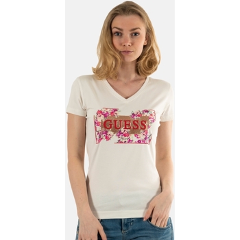 Vêtements Femme T-shirts Rose manches courtes Guess w4gi23 Blanc