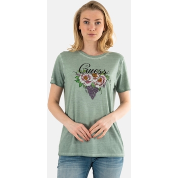 Vêtements Femme T-shirts Rose manches courtes Guess w4gi49 Vert