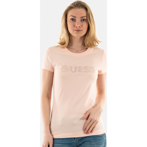 Vêtements Femme T-shirts Rose manches courtes Guess w4gi14 Rose