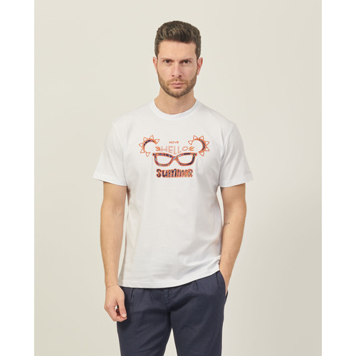 Vêtements Homme T-shirts & Polos Möve T-shirt homme  en coton avec imprimé à motifs Blanc