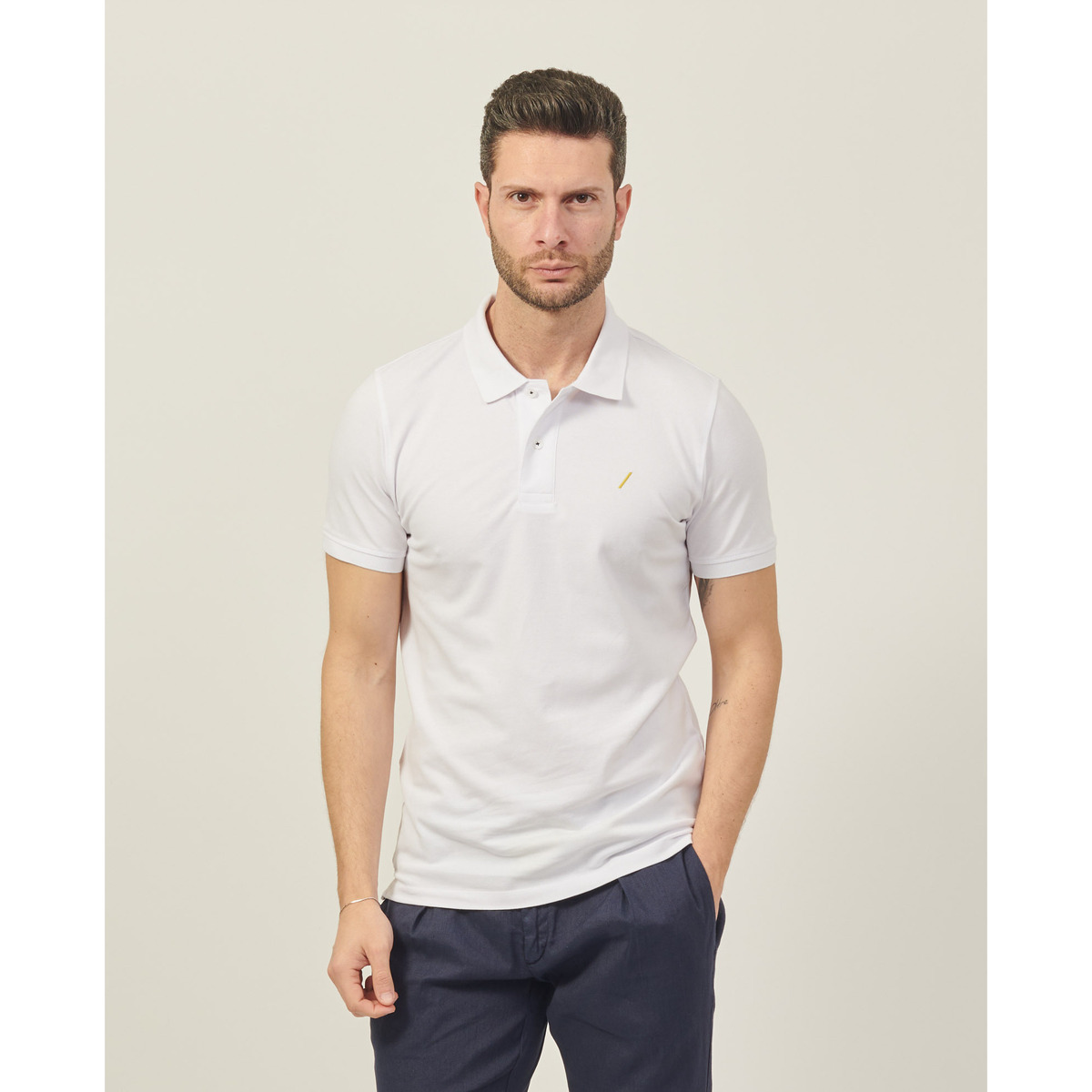 Vêtements Homme T-shirts & Polos Sette/Mezzo Polo homme SetteMezzo à 2 boutons en coton Blanc