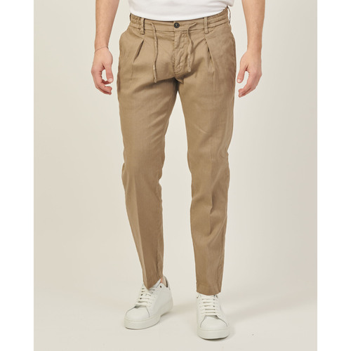 Vêtements Homme Pantalons Sette/Mezzo Pantalon en lin SetteMezzo avec cordon de serrage et plis Marron