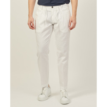 Vêtements Homme Pantalons Sette/Mezzo Pantalon en lin SetteMezzo avec cordon de serrage et plis Blanc