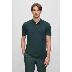 Vêtements Homme T-shirts ecru & Polos BOSS Polo logo brodé  vert en coton bio Vert