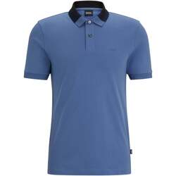 Vêtements Homme T-shirts & Polos BOSS Polo col contrasté  ajusté bleu Bleu