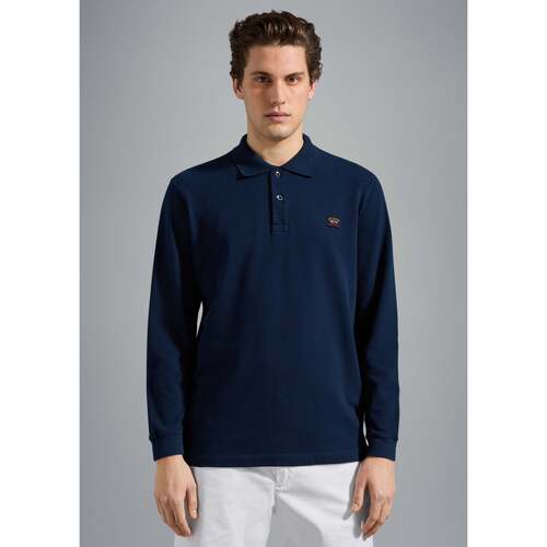 Vêtements Homme T-shirts & Polos Lyle & Scott Polo manches longues Lyle & Scott marine coton bio Bleu