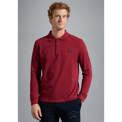 Vêtements Homme T-shirts & Polos Paul & Shark Polo manches longues  bordeaux coton bio Rouge