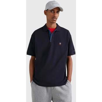 Vêtements Homme T-shirts & Polos Tommy Hilfiger Polo monogramme  marine en coton bio Bleu