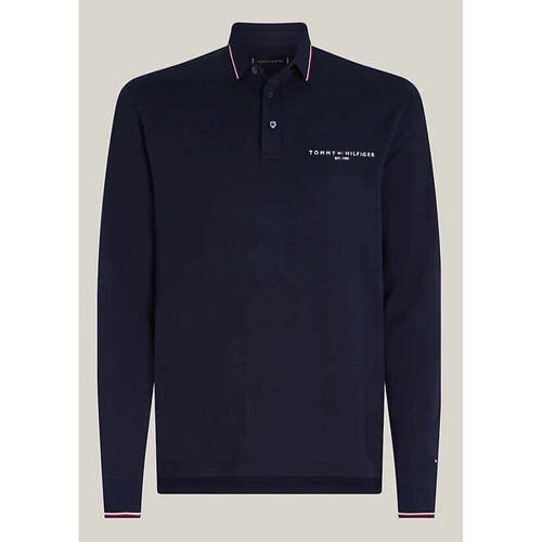 Vêtements Homme T-shirts & Polos Tommy Hilfiger Polo manches longues  marine en coton bio stretch Bleu