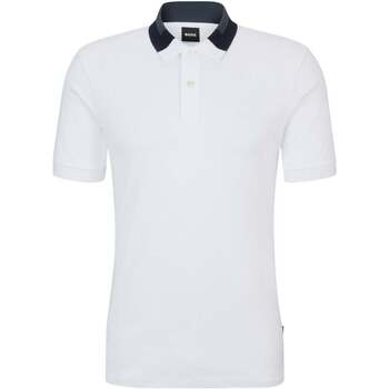 Vêtements Homme T-shirts & Polos BOSS Polo col contrasté  blanc Blanc