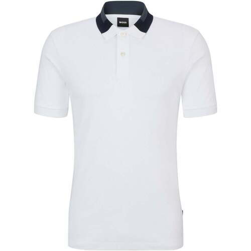 Vêtements Homme T-shirts & Polos BOSS Polo col contrasté  blanc Blanc