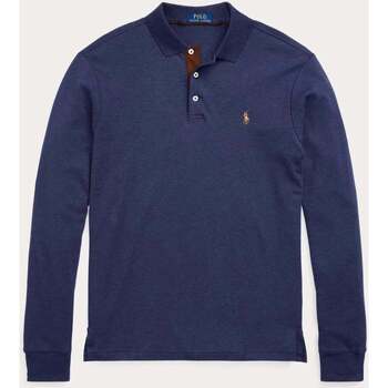 Vêtements Homme T-shirts & Polos Ralph Lauren Polo manches longues  ajusté marine Bleu