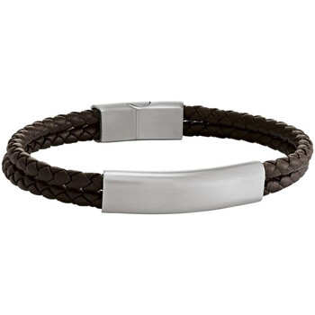 bracelets jourdan  bracelet  côme tressé marron et acier 