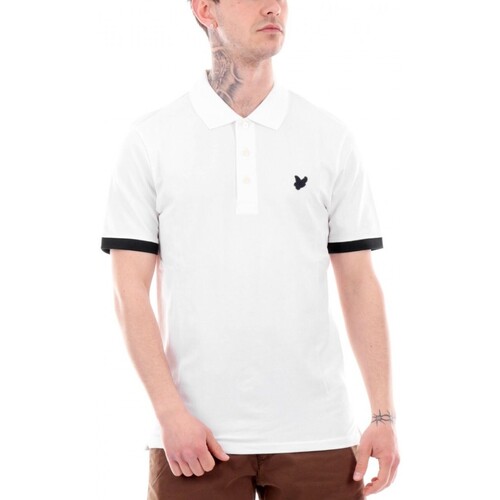 Vêtements Homme T-shirts & Polos Lyle & Scott Polo Avec Dtails Contrasts Blanc  Marine Fonc Blanc