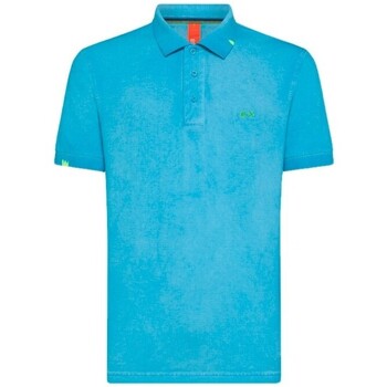 Vêtements Homme T-shirts & Polos Sun68 Polo turquoise teint spcial Bleu