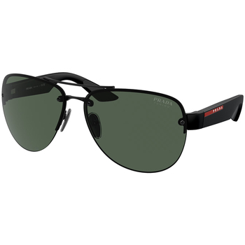 Prada Prada Pr 19xs Brown Sunglasses Homme Lunettes de soleil Prada PS 55YS Lunettes de soleil, Noir/Vert, 64 mm Noir