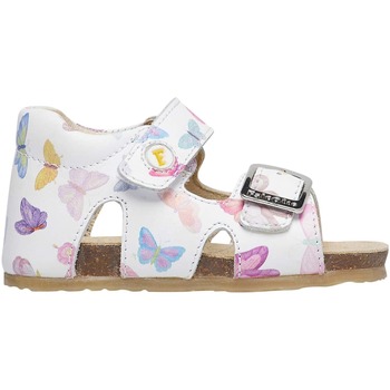 Chaussures Fille Bibliothèques / Etagères Falcotto Sandales en cuir à scratch et boucle avec papillons BEA Blanc