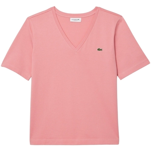 Vêtements Femme Culottes & autres bas Lacoste T shirt femme  Ref 62397 QDS Rose Rose