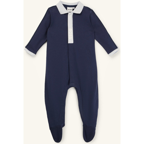 Vêtements Garçon Broches / Epingles BOSS - Barboteuse bébé avec fermeture à logo Bleu