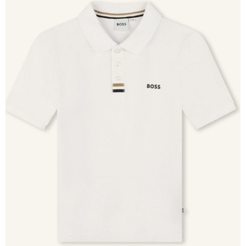 Vêtements Garçon T-shirt Noir Manches Courtes BOSS Polo  pour enfant avec logo Blanc