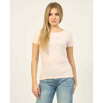Vêtements Femme T-shirts & Polos Emporio Armani EA7 T-shirt à col rond  Logo Series en coton stretch Rose