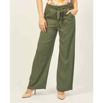 Vêtements Femme Pantalons fluides / Sarouels Yes Zee pantalon palazzo avec ceinture Vert
