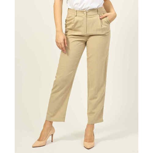 Vêtements Femme Chinos / Carrots Fracomina Pantalon  ligne droite en tissu technique Beige
