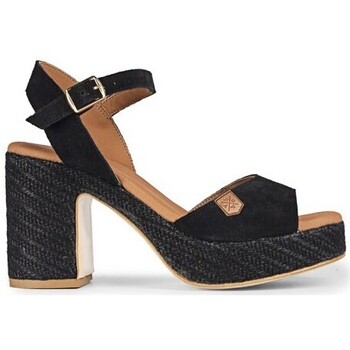 Chaussures Femme Sandales et Nu-pieds Popa Cuña Tacón Marsella Serraje Negro Noir