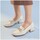 Chaussures Femme Escarpins Pitillos Mocasines de mujer en piel y adorno cadena metálica y tacón Blanc