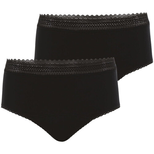Sous-vêtements Femme Brassières de sport Athena Lot de 2 culottes taille haute pour les règles Coton bio Secret Noir