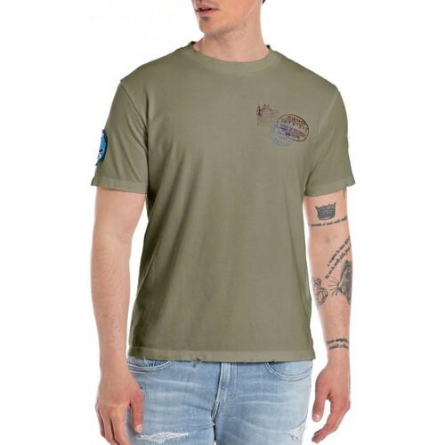 Vêtements Homme T-shirts & Polos Replay T-shirt militaire lger Vert
