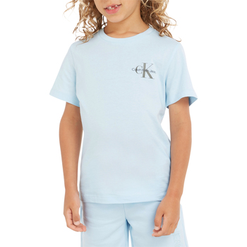Vêtements Garçon Best For Last Dress Little Kids Big Kids Calvin Klein JEANS Compression T-shirt coton biologique col rond Bleu