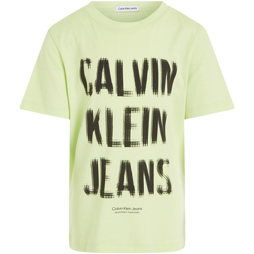 Vêtements Garçon drawstring-waist deck shorts Blau Calvin Klein Jeans T-shirt coton col rond Vert