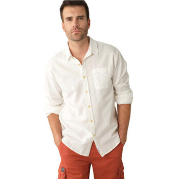 Vêtements Homme Chemises manches longues Deeluxe Chemise homme en lin blanc   Sole - S Blanc