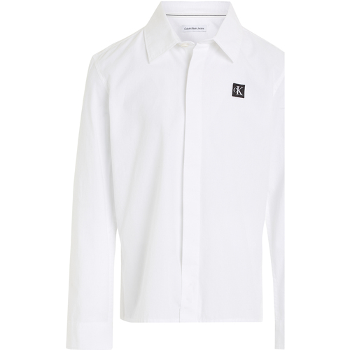 Vêtements Garçon Chemises manches courtes Calvin Klein Jeans Chemise coton ajustée Blanc