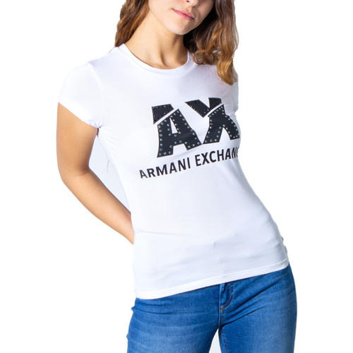 Vêtements Femme T-shirts manches courtes EAX LOGO STRASS 8NYT86 Y8C7Z Blanc