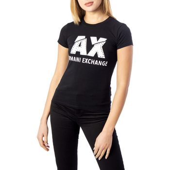 Vêtements Femme T-shirts manches courtes EAX LOGO STRASS 8NYT86 Y8C7Z Noir